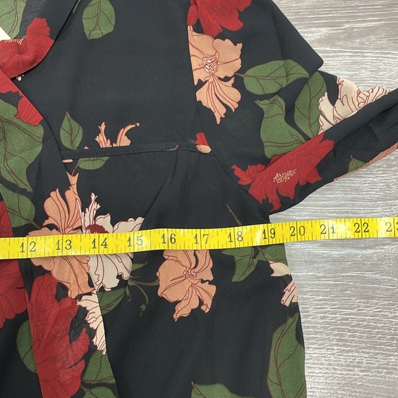 NWT Monteau Los Angeles Black Floral Long Sleeve Blouse XL - Picture 10 of 16